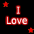 Red text and stars on black background with repeated 'I Love guitar players!' phrases in two styles.