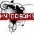 Black-and-white ink splatter design with red text boxes displaying 'MY DREAMS ARE ONLY OF YOU' across four