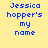 Pixelated text 'Jessica hopper's my name' on yellow background with pink highlight bars shifting across different lines.