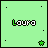 Pixelated green background with 'Laura' text and star symbols changing between frames.