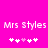 Pixelated text 'Mrs Styles' appears twice on a bright pink background with a of white and pink plus signs below