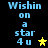 Pixelated text 'Wishin on a star 4 u' with a yellow star symbol on black background, displayed in two side-by-side with slight color variations