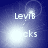 Blue background with white text 'LeviB Rocks' and a bright light effect that shifts position across frames.