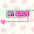 Animated contact sheet showing multiple frames of a pink-themed buddy icon with dice and text elements on polka-dot backgrounds.
