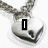 Silver heart-shaped pendant on chain with four text variations: I, Love, TJ, 3-1-08.