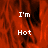 Red-toned pixelated background with white text reading "I'm Hot" in three separate sections, one section partially obscured by a gray rectangle.