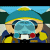 Pixelated cartoon character with blue helmet and yellow accents holding a large blue object, next to bold white text on black background.