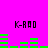 A bright pink background displays four 'K-RAO' text blocks with green bar graphs beneath them, showing animated changes in the bars across two