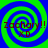 Four identical display a blue and green spiral background with red text reading "Zachary!! XD" in each