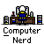 A 4x4 contact sheet of a pixel art animated icon showing a character labeled "Computer Nerd" at a desk with computer equipment, displaying subtle animation changes across frames.