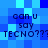 Blue pixelated background with repeated text 'can u say TECNO??? TECNO???' in dark blue letters, arranged in two horizontal