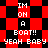 Red and black checkered background with white pixelated text reading "IM ON A BOAT!! YEAH BABY" in two mirrored sections.
