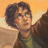 Pixelated image of a person with brown hair and glasses, wearing a brown jacket over a green shirt, next to orange text reading 'Harry Potter & The Deathly Hallows.'