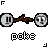 Pixelated animation of two circular figures on a branch, alternating between closed eyes and open eyes with visible teeth.