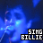 Animated contact sheet of a blue-hued cartoon character singing into a microphone with changing text colors across frames.