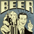 Pixelated buddy icon featuring two figures with 'BEER' text and a slogan about helping white guys dance since 1842 on a blue background.