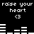 Pixelated black-and-white animation with repeated text and audio visualizer bars.