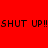 Red background with black text "SHUT UP!!" and distorted audio waveform; green background with blue-pink cursive "CUZ"; gray lower-right section.