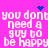 Pixelated text on bright pink background with blue heart and starburst symbols, repeated in four quadrants.