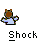 Pixelated cartoon monkey with brown head and light blue shirt, shown in multiple poses with text labels below each pose.