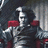 A pixelated image split into two sections: a dark figure with red accents on the left and a red background with white text on the right.
