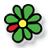 Pixelated flower with six green petals, one red petal, and a yellow center on a white background.