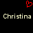 Red pixelated heart symbol above two instances of the name 'Christina' in light gray text on a black background.