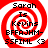 Four identical red and white spiral-patterned icons with black text reading "Sarah Is Kevins BFFAJHM- SSFIML <3" arranged in a