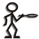 Black stick figure with circular head holds tennis racket in right hand, standing on flat base; four of sequential poses show racket movement from left to right across frame