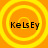 Four identical circular yellow rings on orange background with text 'KeLsEy' in black pixelated font.