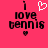 Pixelated text 'i love tennis' with a white heart symbol above the word 'love', displayed on a solid pink background.