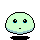 Pixelated light green circular face with black eyes and blue tears in multiple emotional states, including neutral, crying, and distressed expressions.
