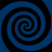 Four blue and black spiral patterns arranged in a on a dark background, each with distinct rotational direction