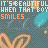 Animated contact sheet of a repeating pattern featuring bunny ears, blue gem shapes, and text reading "IT'S BEAUTIFUL WHEN THAT BOYWHEN THAT BOY SMILES" with color variations across frames.