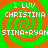 Four identical pixelated spiral patterns with green and orange colors, each containing text reading "I LUV CHRISTINA" above and "STINA+RYAN" below.