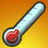 Animated thermometer icon with red mercury rising , ending in a cracked glass effect on the rightmost frame