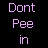 Pixelated text on a black background with a gray rectangle, stating 'Don't Pee in it's plain GROSS' and 'School Showers'.