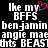Pixelated text displays 'like my BFFS benjamin angie mae dts BEAST' with a pink heart symbol above 'my' on a black background.