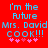 Red background with blue pixelated text reading "I'm the Future Mrs. David cook!!!" and pink plus signs below.