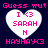 Pixelated heart-shaped icon with pink text on dark blue background, showing 'Guess wut' above and 'HAYHAY<3' below the heart.