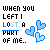Pixelated blue heart icons accompany text phrases about loss and longing, with animated text changes across frames showing different phrases and highlighted words.