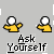 Pixelated yellow figure with white head in multiple poses above text phrases on gray background.