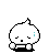 Pixelated white character with rounded body and single tuft of hair, displaying multiple expressions including closed eyes, neutral face, and slight smile across three