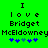Green background with black text reading "I love Bridget McEldowney" and five blue star-like symbols below, two of which change position between frames.