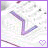 Animated icon with purple L-shaped line and heart symbol on light background, showing subtle motion in the line's segments.