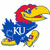Pixelated cartoon bird mascot with red head, yellow beak, blue body, and white 'KU' text on chest; feet are yellow shoes with purple accents.