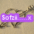 A single static image shows a heart-shaped arrangement of brown bones on beige sand, with three different colored name tags overlaid.