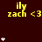 Yellow text 'ily zach <3' repeated across dark brown background with white starbursts, gray rectangle in bottom-right corner.