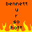 Pixelated orange background with black text 'bennett' at top, 'u', 'r', 'so', and 'hott' below, yellow-orange flames along bottom edge.