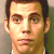 A 50x50 pixel AIM buddy icon featuring a celebrity mugshot-style image with green text overlays on a white background, presented as part of an animated contact sheet.